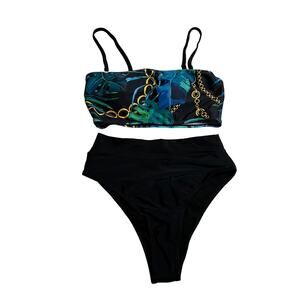 Women's Floral Print Two Piece High Rise Bikini Size Medium NWOT Beach Coastal